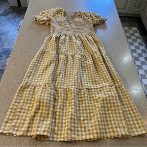 Zessica Yellow Plaid Dress | Size XL